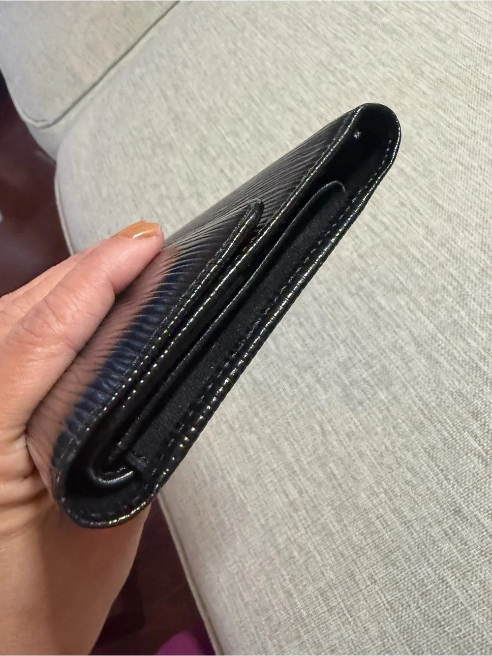 Louis Vuitton Black Epi Leather Long Wallet with Flap